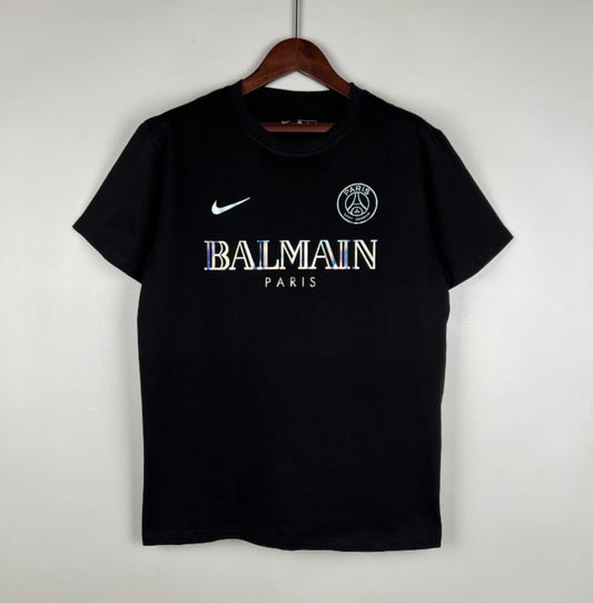 Camiseta Clásica PSG FC Entrenamiento Balmain Negra 2023-24