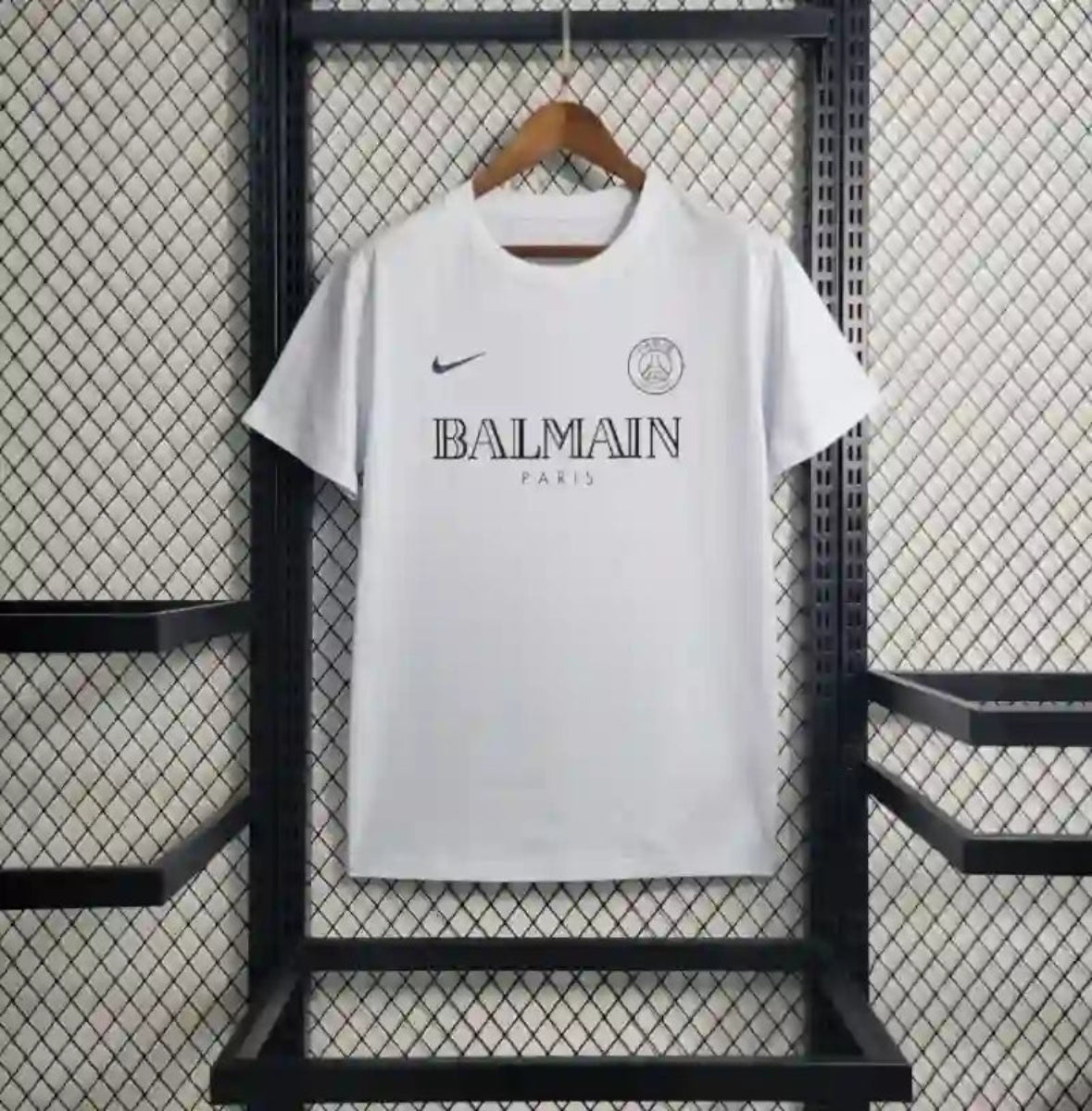 Camiseta Clásica PSG FC Entrenamiento Balmain Blanca 2023-24