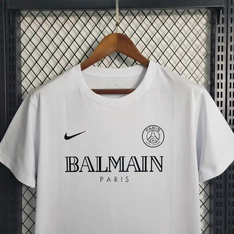 Camiseta Clásica PSG FC Entrenamiento Balmain Blanca 2023-24