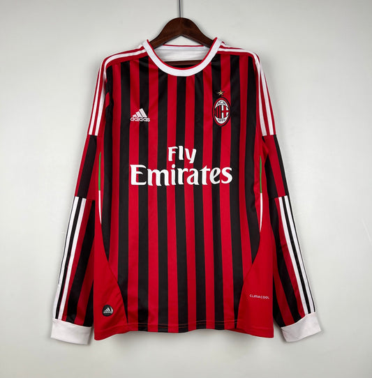 Camiseta Clásica AC Milán Manga Larga 2011-12