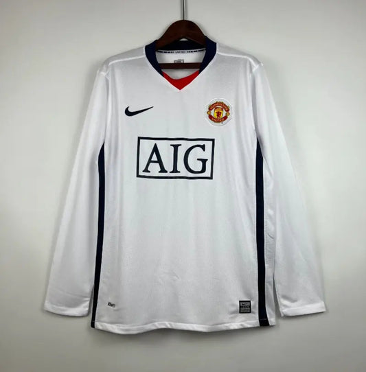 Camiseta Clásica Manchester United FC Visitante Manga Larga 2007-08